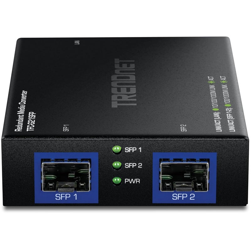 Trendnet 1000BASE-T to Dual SFP Fiber Media Converter with Redundant Mode, TFC-G21SFP, 1 x Gigabit RJ45 Port, 2 x Gigabit SFP Ports, NDAA & TAA Compliant - Image 4